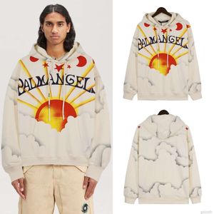 Designer modekläder lyxiga herrtröjor palms palms ängel hoodie änglar korrekt version Sunrise Print Ins Trendy American High Street Top
