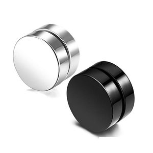 Stud Stainless Steel Hypoallergenic Magnetic Earrings For Mens Punk No Pierced Black Clip On Ear Ring Fashion Titanium Jewelry In Drop Dh3Rn
