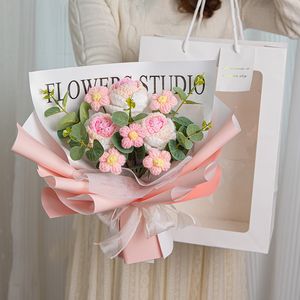 Decorazioni natalizie Bouquet di fiori all'uncinetto Girasole Fiori lavorati a maglia Bouquet di fiori di rose fatti a mano Festa degli insegnanti Regalo di Natale Decorazioni di nozze 230919