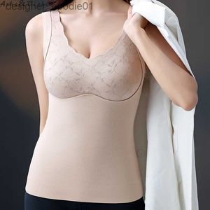 Intimo termico da donna Autunno Inverno Sottofelpa Felpa in pile di agnello spazzolato Cinghia appesa Canotta Cuscino per il petto Intimo termico da donna Gilet in velluto L230919