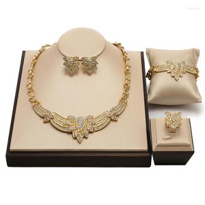 Комплект ожерелья и серег, африканские модные женские украшения, итальянские позолоченные кольца, наборы браслетов, свадебный кулон, подарок на вечеринку в Дубае
