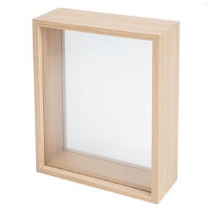 Frames Dried Flower Po Frame Specimen Displaying Wood Three-dimensional Hollow DIY Craft Supply Press Glass Table