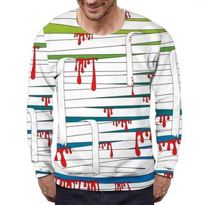 Herrtröjor historia månad tröja manlig herr hatlös pullover långärmad halloween bandage tryck rund nacke män svettjacka