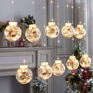 LED -strängar Party 3M10pc Julgardin Icicle Fairy String Lights Ing Globe Ball Santa Claus Snowman Christmas Tree Light Decoration HKD230919