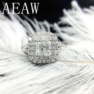 Wedding Solid 14K White Gold Princess Square Lab Diamond Ring Center 08ct D Engagement Halo for Women 230915