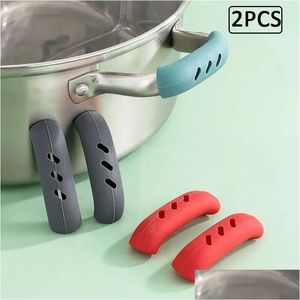 Guanti da forno 2 pezzi / pacco Guanto per insazione di calore Guanto Casseruola Orecchio Pan Portapentola Grip Anti-Clip Sile Accessori da cucina Consegna a goccia Ho Dhmlz