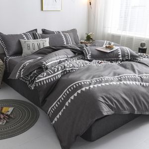 Zestawy pościelowe szare paski Zestaw Nordic podwójny podwójny łóżko kołdra Decor Decor Decor Bed -Blothes Adult 4PCS