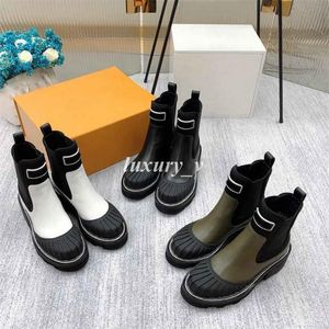 Designer Boots Women Beaubourg Ankle Boots Classic Chelsea Boot Rubber Motorcycle Booties Platform Sole Slip-on Shoes Size 35-41