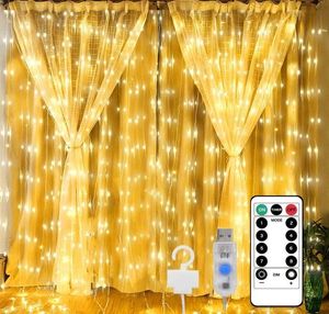 Dekoracje świąteczne kurtynę LED LIDZA LIGEK ODKOSOWANIA Wróżka z zdalnym hakiem ślubnym lampa girlandowa na sypialnię domowy wakacje 230919