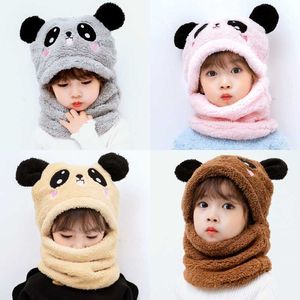 10 Colors Autumn and Winter Cute Children Cartoon Scarf Hat Double Fleece Warmth Boy Girl Child Parent Child Baby Hat 230920