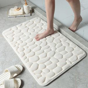 Badmatten Teppichbadezimmer Zimmer Nicht-Schlupf-Speicher Badewanne geprägter Korallen Fleece Teppichboden in weißem Pad 50x80 Schaumstoff Duschmatten Kopfsteinpflaster