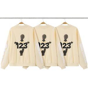 Men's Hoodies Black Angel Foam Print Sweatshirts High Street Hoodies Fashion Couple Loose Round Neck Sweater
