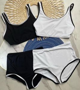 Brezilya spor markası bikini seti yüksek bel tasarımcısı mayo kadınları seksi biquinis mayo ribbing moda lüks mayolar xl tag ile kadın baner plaj giyim