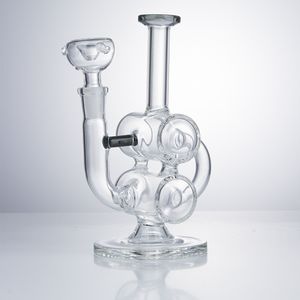 Paladin886 GB022 Cerca de 17cm de altura Vidro colorido Bong de água Double Recycler Water Perc Dab Rig Smoking Pipe Bubbler Bongs 14mm Masculino Dome Bowl