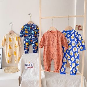 Rompers Sanlutoz Śliczne zwierzę Autumn Long Rleeve Baby Boys Girls Ubranie unisex niemowlęta kreskówka maluch skoków 230919