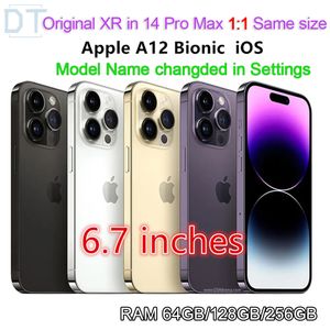 Apple Original iphone XR in 14 pro max or 13 pro max style 6.7 inches phone Unlocked with 14promax box&Camera appearance 4G RAM 64GB 128GB 256GB ROM smartphone,A+ Condition
