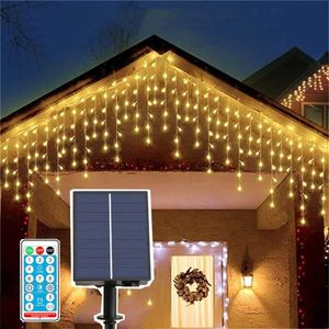 LED Strings Party 5/6m Solar LED Curtain Icicle Lights USB Christmas Garland Fairy String Light Festoon Light for Wedding Party Street Patio Decor HKD230919