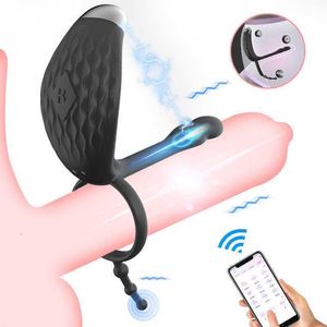 Sex Toy Massager Par Vibrator App Control Electric Shock Penis Cock Ring Penisring CLIT BUTT Anal Stimulator för män Kvinnor