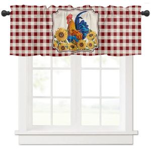 Tenda stile country pollo girasole plaid rosso tende corte armadio da cucina armadietto del vino porta finestra piccola decorazione per la casa
