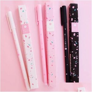 Wholesale Romantic Sakura Gel Pen Rollerball Ballpoint Pens School Office Supply Student Stationery Signing Black Ink Drop Delivery Otr7F