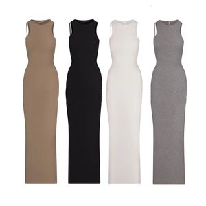 Basic Casual Dresse Kims Style Cut-Out Soft Lounge U-Ausschnitt Maxi Tanktop ärmelloses Bodycorn-Kleid 230919