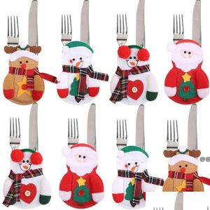 Christmas Decorations Merry Knife Fork Cutlery Bag Set Natal For Home Year Eve Xmas Party Decoration Jn02 Drop Delivery Garden Festi Dh6Gy