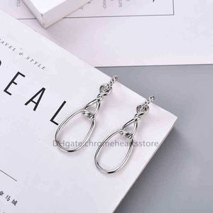 Double Earrings Jewelry Twisted Earring Sliver Designers Wearing Stud Dy Thread Silver Needle Earrings Women Fashion Versatile Platinum Plated