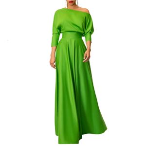 Urban Sexy Dresses Yeezzi Female Stylish Green Elegant Party Evening Dress Spring Autumn Off-the-Shoulder A-Line Maxi Dresses for Women 230918