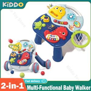 Rattles Mobiles Multifunctional Baby Walker Baby Barnvagn 2 i 1 Anti-Rollover Anti-Oeg 0-72 månader Lär dig Walk Hand Push Justerbara gåvor 230919