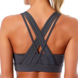 Bras Mauxzon Women's Sexy Club Fitness Aktywne stanik stanik Criss-Cross Backless Back Back Back Backey Push Up Jogger Sportswear Tank Tops Under239V