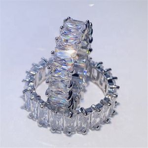 Luxury Band Rings For Women Eternity Promise CZ Crystal Finger Diamond Ring Engagement Wedding Jewelry Love Ring Gift