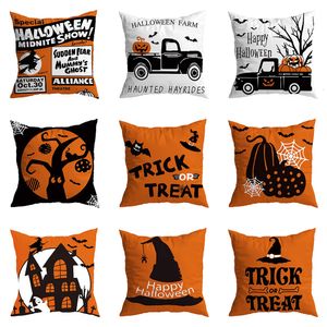 CushionDecorative Pillow Halloween Wizard Bat Pumpkin Print Cushion Cover Home Living Room Sofa Decoration 45 45cm 230919