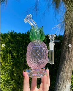 Bong in vetro per acqua Narghilè arcobaleno Ananas Pipa in vetro inebriante Dab Rigs Riciclatore Fumo Olio Con banger da 14 mm