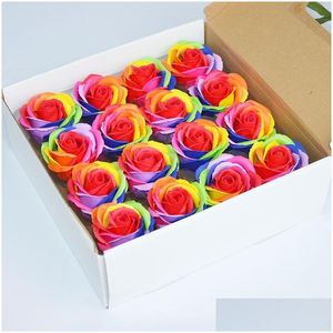 Decorative Flowers Wreaths 16Pcs Box Soap Floral Gift Flower Petal Artificial Rose Decor Ornament Party Valentine S Day Decorating Hol Dhatm