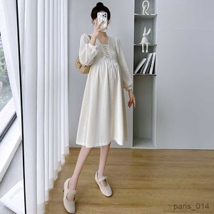 출산 드레스 스프링 가을 패션 출산 긴 드레스 세련된 선 슬림 옷 임산부 공식 임신