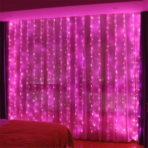 Andra evenemangsfestleveranser År Garland LED Copper Wire Curtain Fairy Lights 3 Meter Home Window Bedroom Christmas Wedding Decoration Pink Lamp 230919