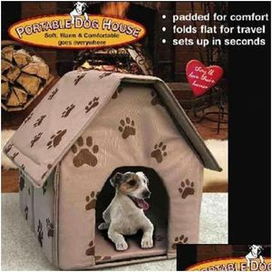 Kennels Pens Pet Dog Bed Foldable House Small Footprint Tent Cat Kennel Indoor Portable Travel Puppy Mat Drop Delivery Home Garden Sup Dhprm