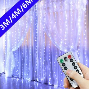 Outros suprimentos de festa de evento 6m3m LED Cortina Icicle String Lights 8 Modos Natal Fairy Garland Outdoor Home para Decoração de Jardim de Casamento 230919