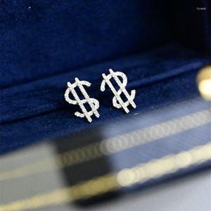 Kolczyki stadnonowe unce pełny diament dla kobiet prawdziwe 18K solidne białe złoto AU750 Dolar biżuterii Zjednoczone Znak Prezentacja Prezentacja