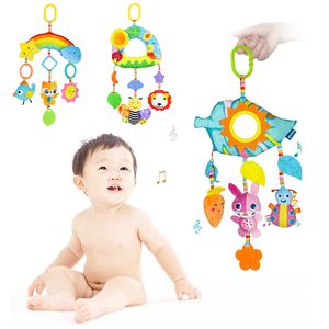 Bath Toys Baby Car Seat barnvagn Toys Hanging Plush Crib Colorful Bell Soft Baby Sensory Rattles With Teether For Babies 0-12 månader Gift 230919
