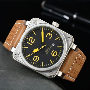 Luxury Men Automatic Mechanical Wristwatches Bell Brown Leather watch Black Ross Rubber watches Wristwatch