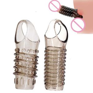 Sex Toy Massager Penis Sleeve Reusable Cock Ring Enlargement Enhancer for Men Intimate Goods