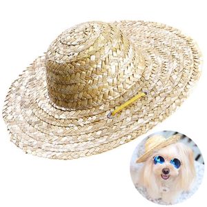 Abbigliamento per cani 1 pz Trendy Pet Hat Cat Cool Cappelli da sole in paglia Forniture per cuccioli Accessori stile Hawaii Cani Gatti Berretti Country222c