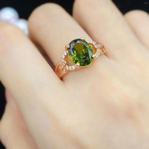 New Grandmother Olive Green Open Ring Cluster Rings Style Oval Imitation Grandmother Olive Green Tourmaline Open Ring