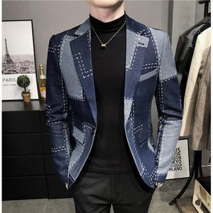 Men's Suits Blazers Top quality Autumn Blazers Men Slim Fit British Plaid Formal Suit Jacket Male Party Wedding Business Slim Fit Casual Coat Tuxedo 230919