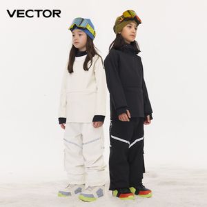 Ternos de esqui vetor crianças cor sólida hoodies velo quente moletom moda streetwear casual solto respirável pullovers marca com capuz 230919