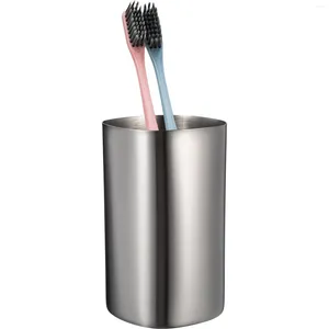 Weingläser 1 stück Glas Trinkwasser Tasse Metall Zahnbürste Becher Einfache Silber Farbe Tumbler Für Männer Frauen Studenten