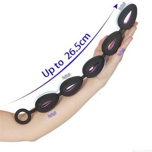 Sex Toy Massager 33cm Long Anal Bead Men Cock Ring for Small Penis Prostate Stimulator Silicone Butt Plug with Tail Buttplug Ball