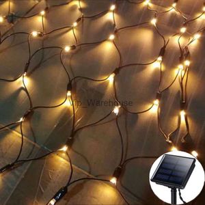 LED Strings Party Solar Powered 200Led Net Mesh Fairy Light Outdoor Garden Christmas Net Garland String Light For Backyard Patio Wedding HKD230919