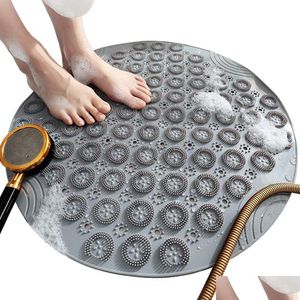 Badmattor 55x55cmtextured Surface Round Non Slip Shower Mat Anti med dräneringshål i mitten för stallrumsgolv 230316 Drop Leverans H DHWFM